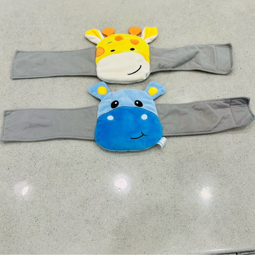 2 Bebon Belly Hugger baby heated tummy wraps~Hippo & Giraffe~1 Gel/1 Bean Insert